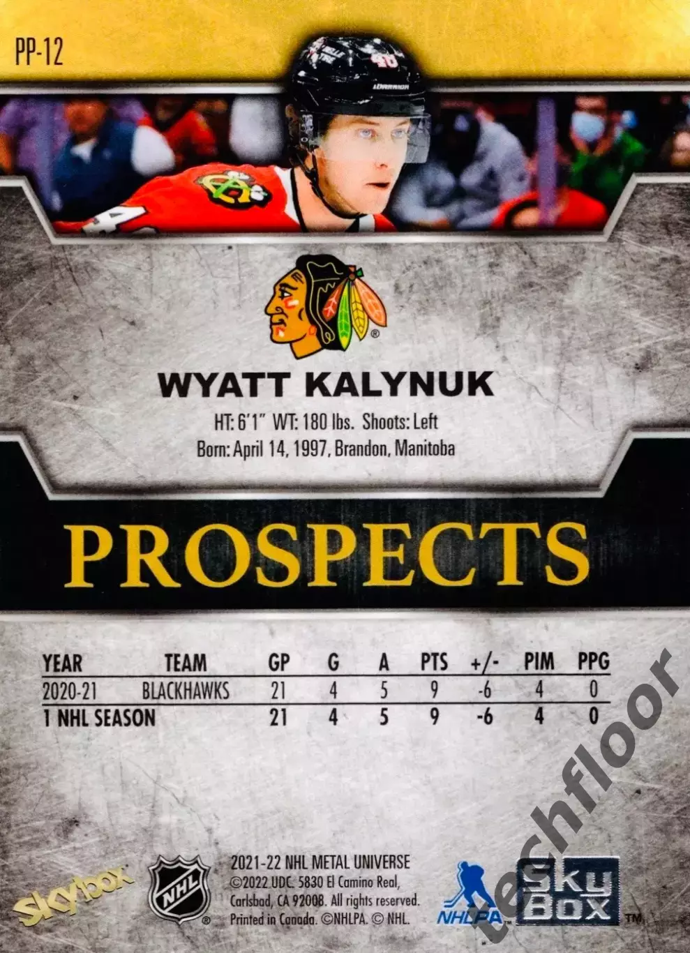 Карточка NHL Wyatt Kalynuk Chicago Blackhawks PP 1
