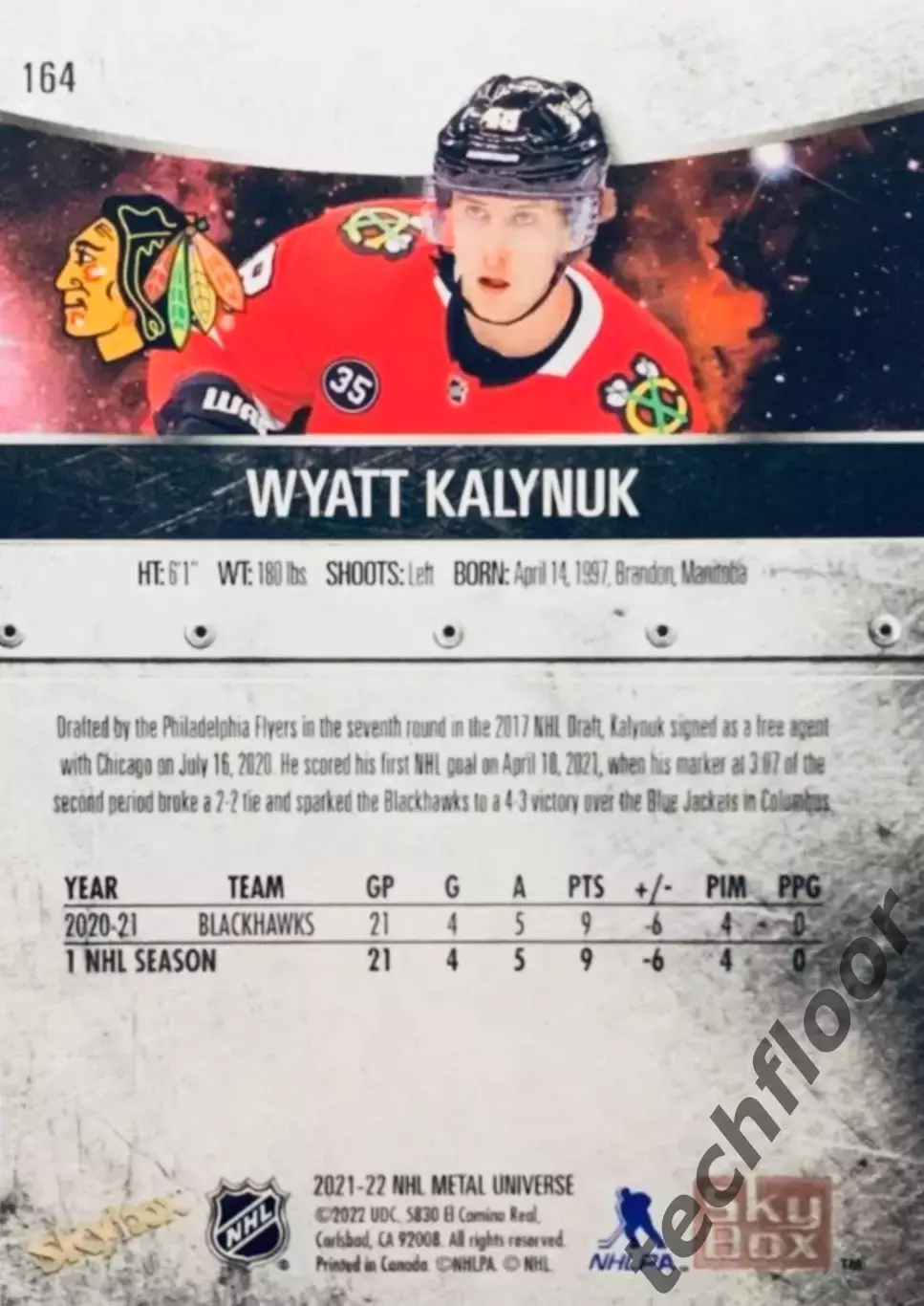 Карточка NHL Wyatt Kalynuk Chicago Blackhawks RC 1