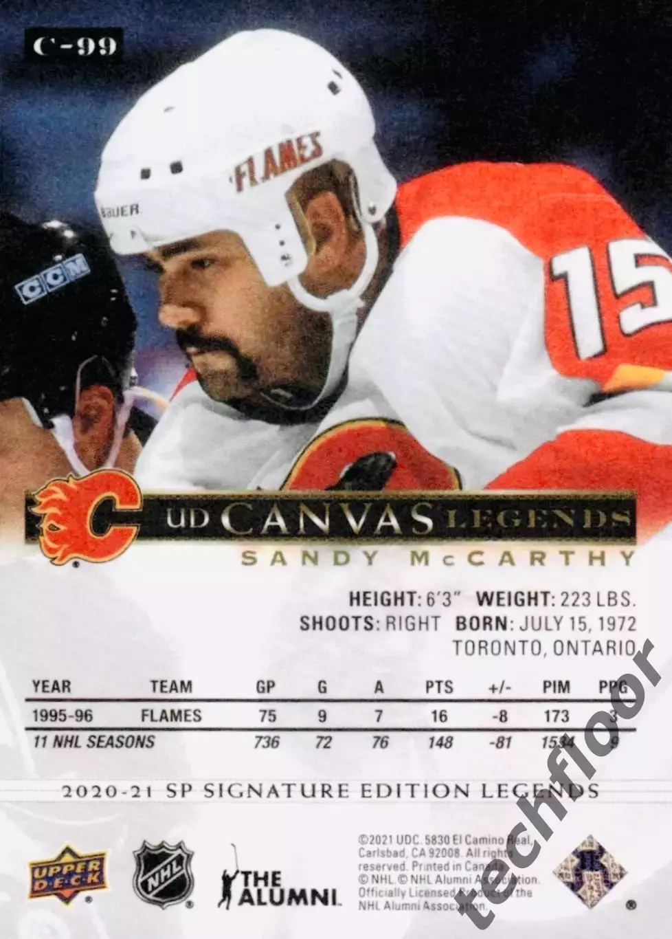 Карточка NHL Sandy McCarthy Calgary Flames/Сэнди Маккарти Калгари НХЛ 1