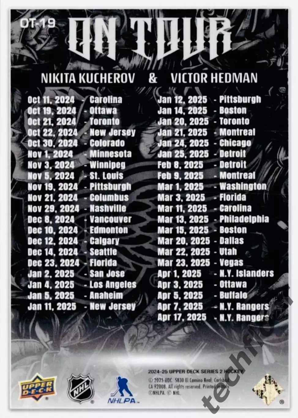 Карточка NHL Nikita Kucherov/Victor Hedman Tampa Bay/Кучеров/Хедман Тампа НХЛ 1