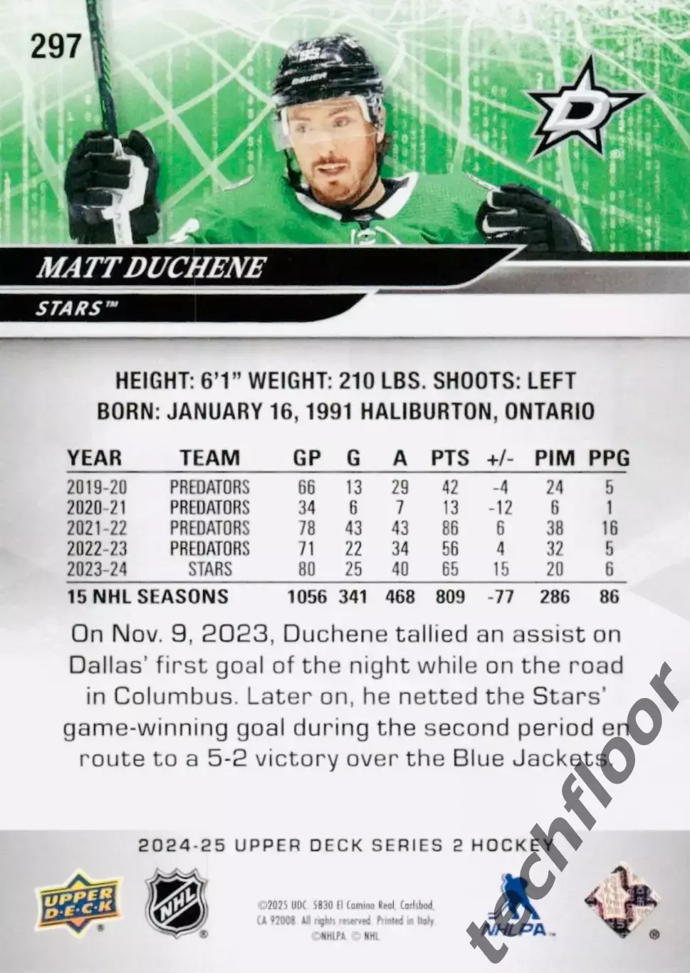 Карточка NHL Matt Duchene Dallas Stars/ Мэтт Дюшен Даллас НХЛ 1