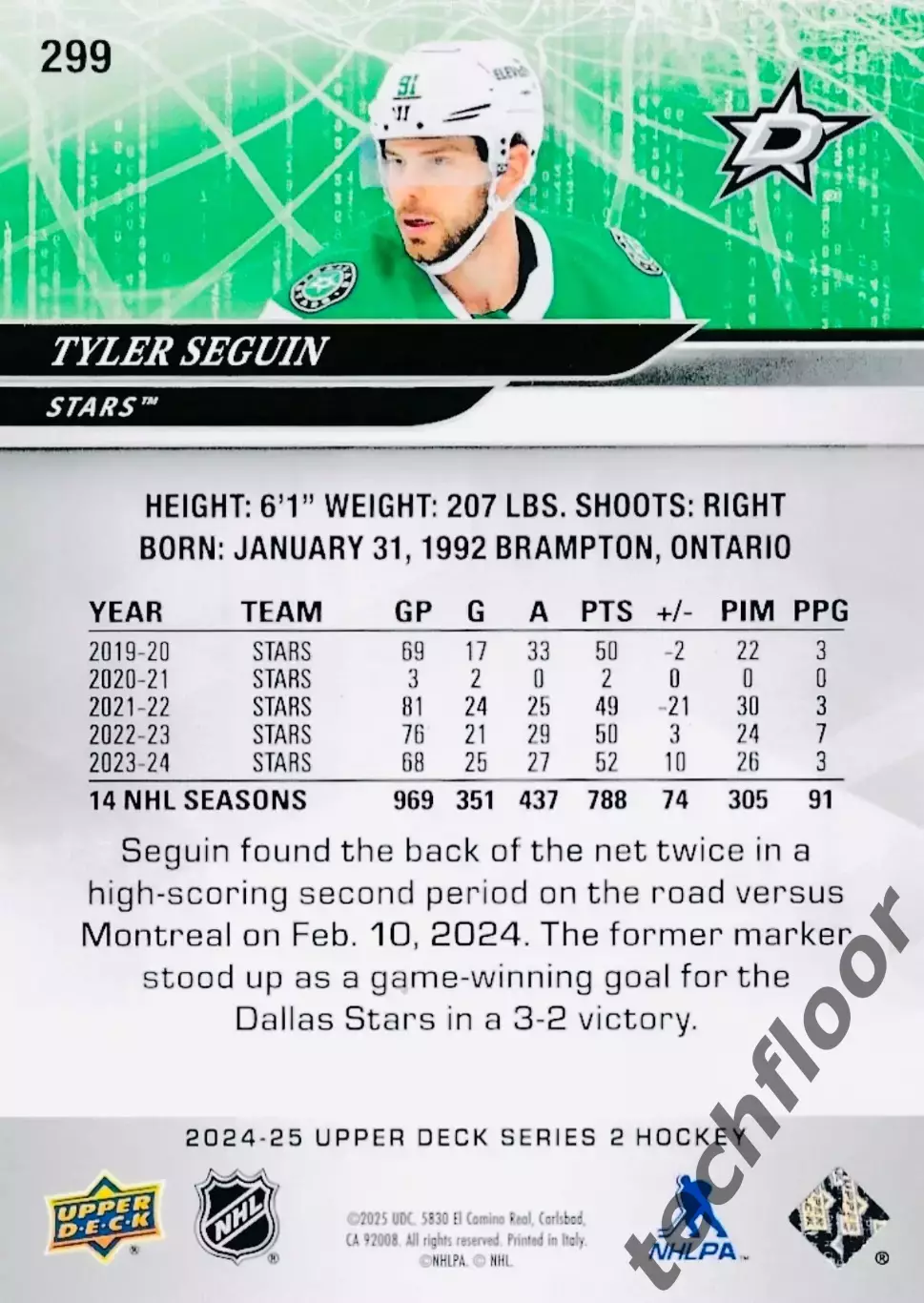 Карточка NHL Tyler Seguin Dallas Stars/Тайлер Сегин Даллас НХЛ 1