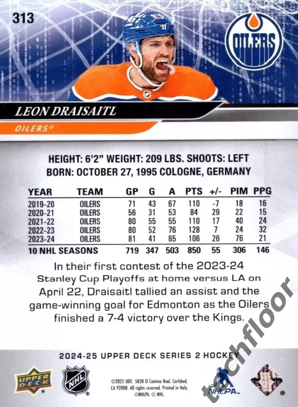 Карточка NHL Leon Draisaitl Edmonton Oilers/Леон Драйзайтл Эдмонтон НХЛ 1