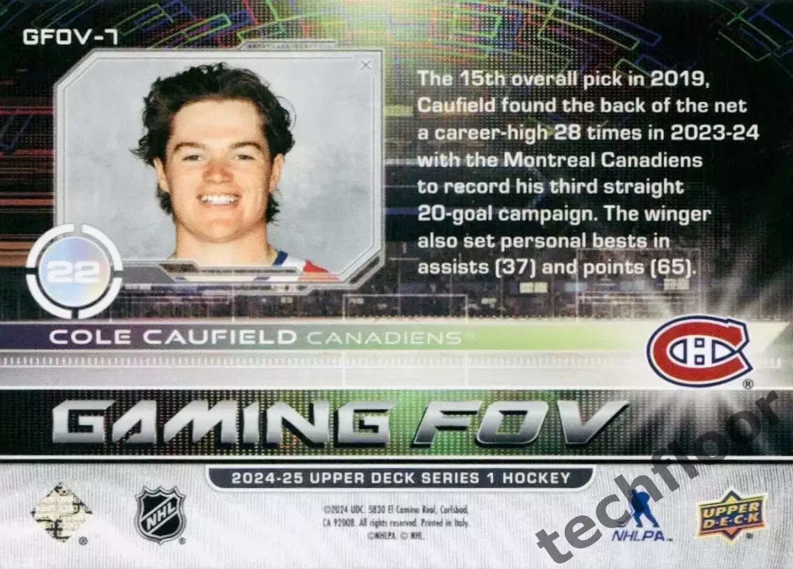 Карточка NHL Cole Caufield Montreal Canadiens / Коул Кофилд Монреаль НХЛ 1