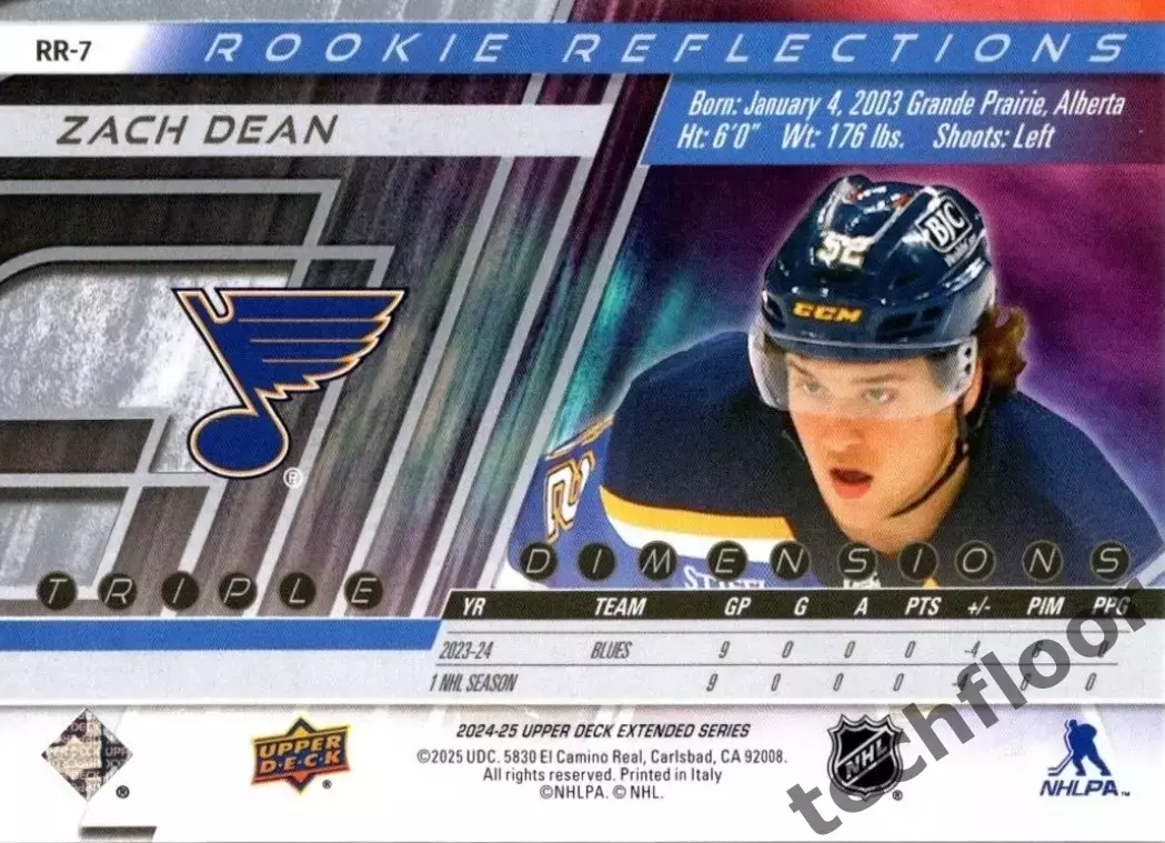 Карточка NHL Zach Dean St. Louis Blues/Зак Дин Сент-Луис НХЛ 1