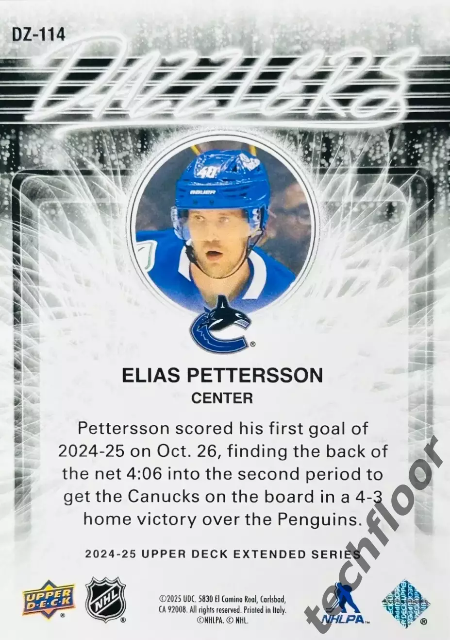 Карточка NHL Elias Pettersson Vancouver Canucks/Элиас Петтерссон Ванкувер НХЛ 1