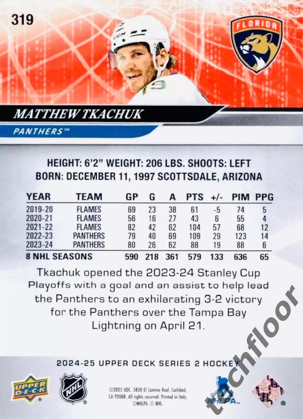 Карточка NHL Matthew Tkachuk Florida Panthers/Мэттью Ткачак Флорида НХЛ 1
