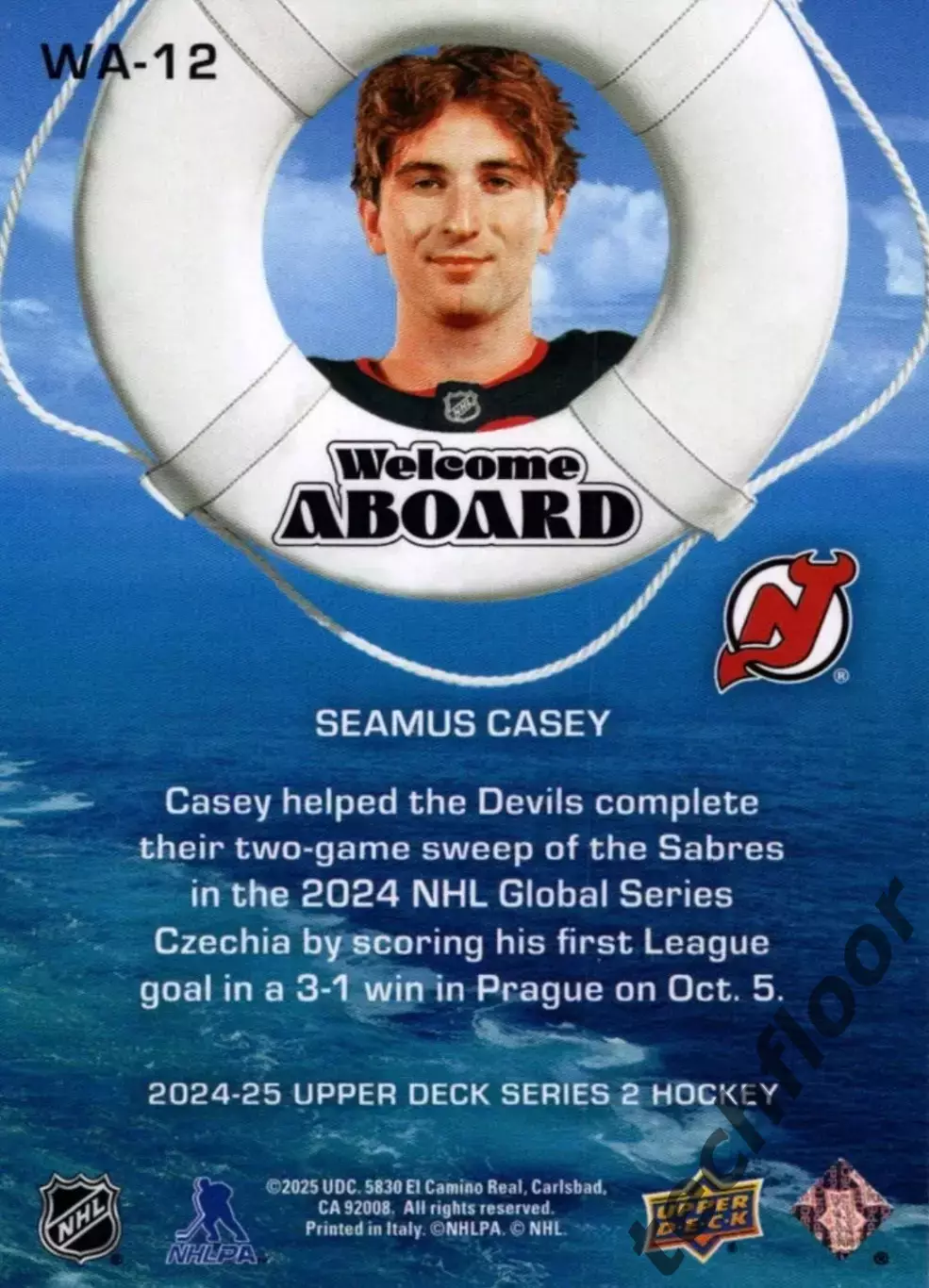 Карточка NHL Seamus Casey New Jersey Devils/Шеймус Кейси Нью-Джерси НХЛ 1