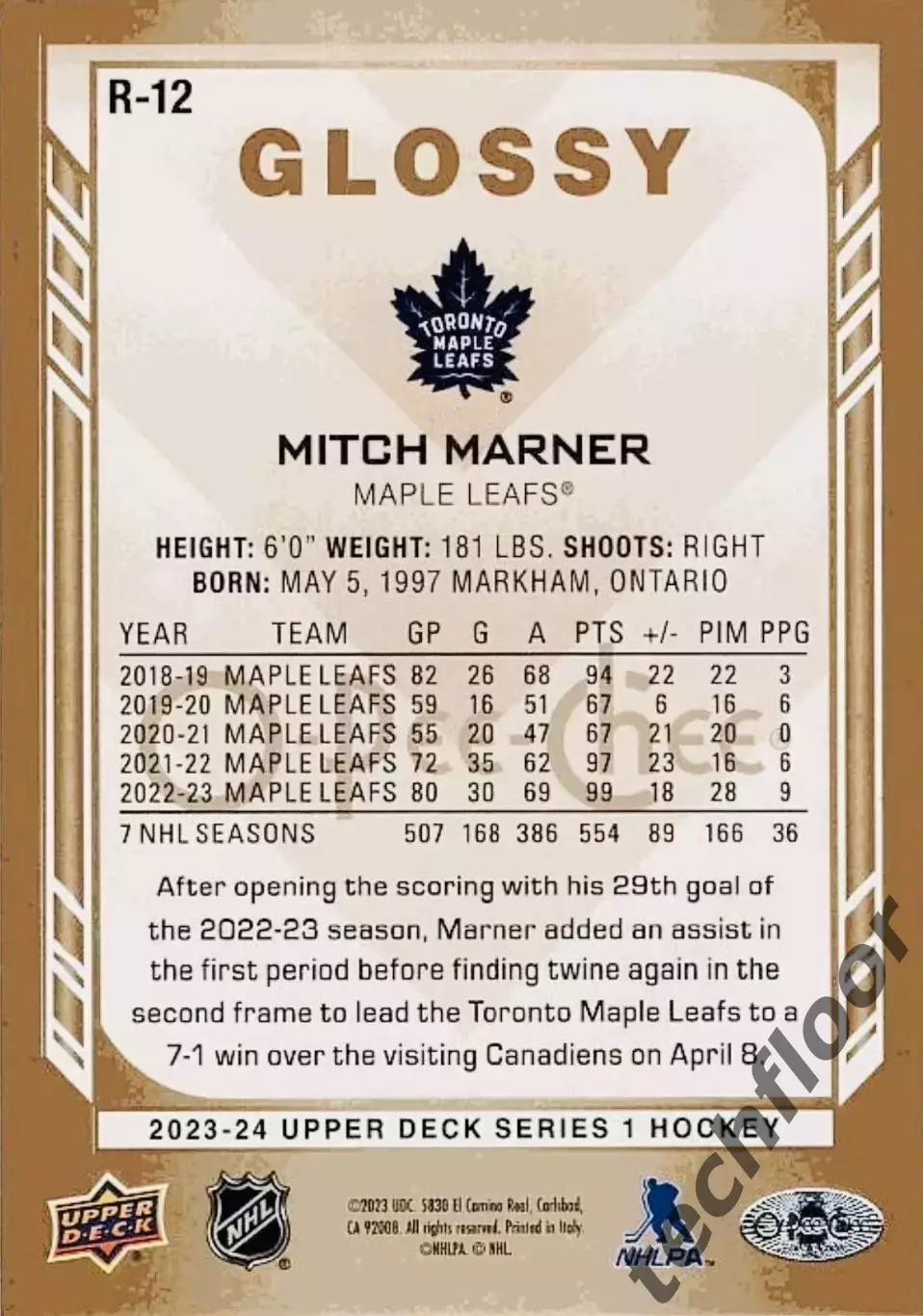 Карточка NHL Mitch Marner Toronto Maple Leafs/ Митч Марнер Торонто НХЛ 1