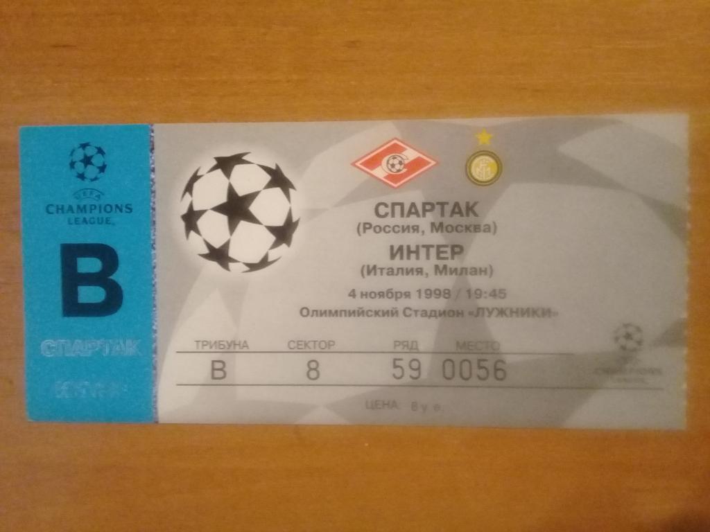 Спартак Москва - Интер Италия ЛЧ 1998