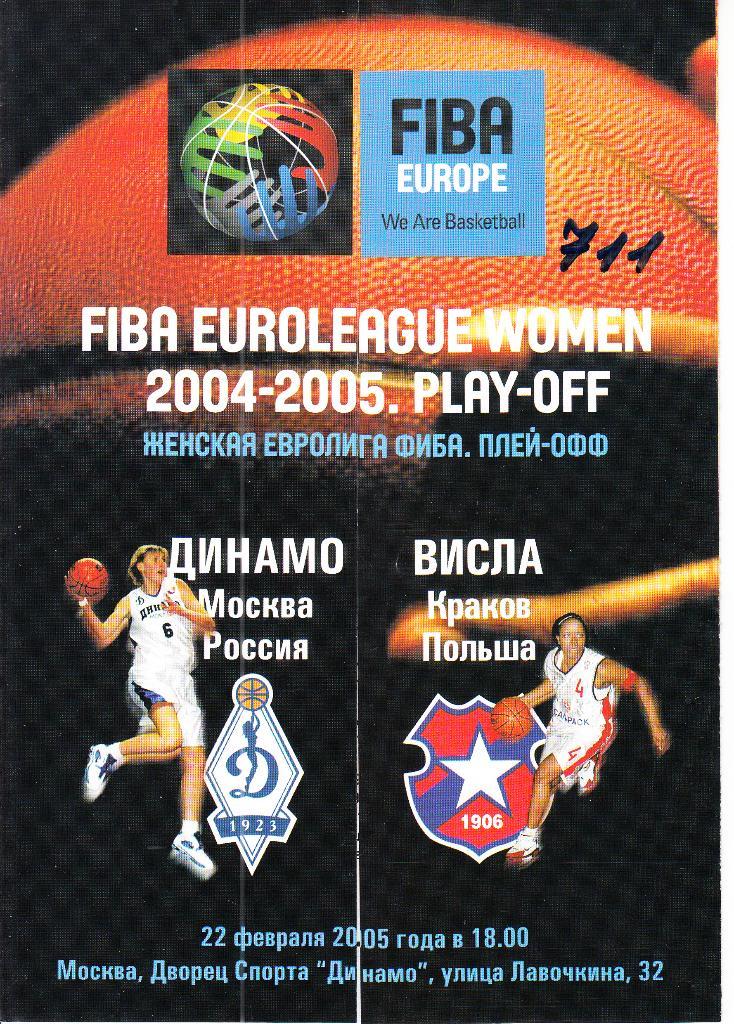 Баскетбол. Динамо Москва - Висла Краков Польша 22.02.2005 Евролига FIBA