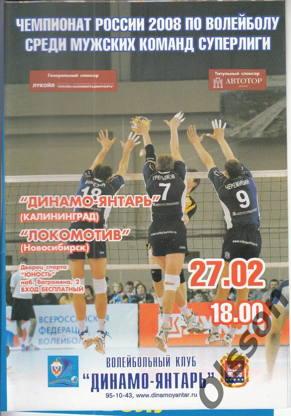Динамо-Янтарь Калининград - Локомотив Новосибирск 27.02.2008