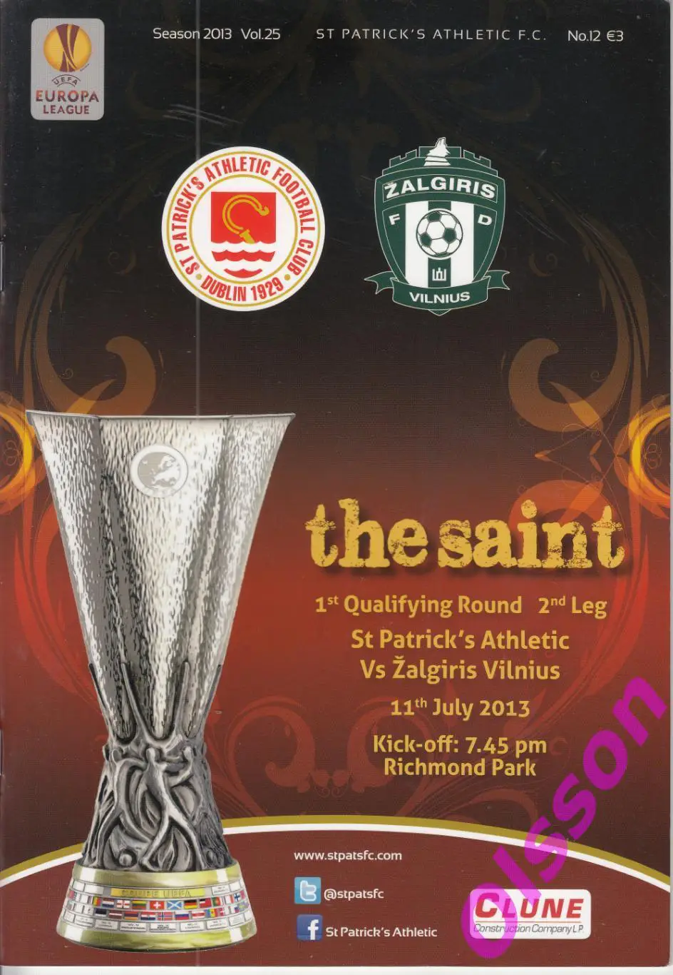Сент-Патрик Ирландия - Жальгирис Литва 2013 Лига Европы *