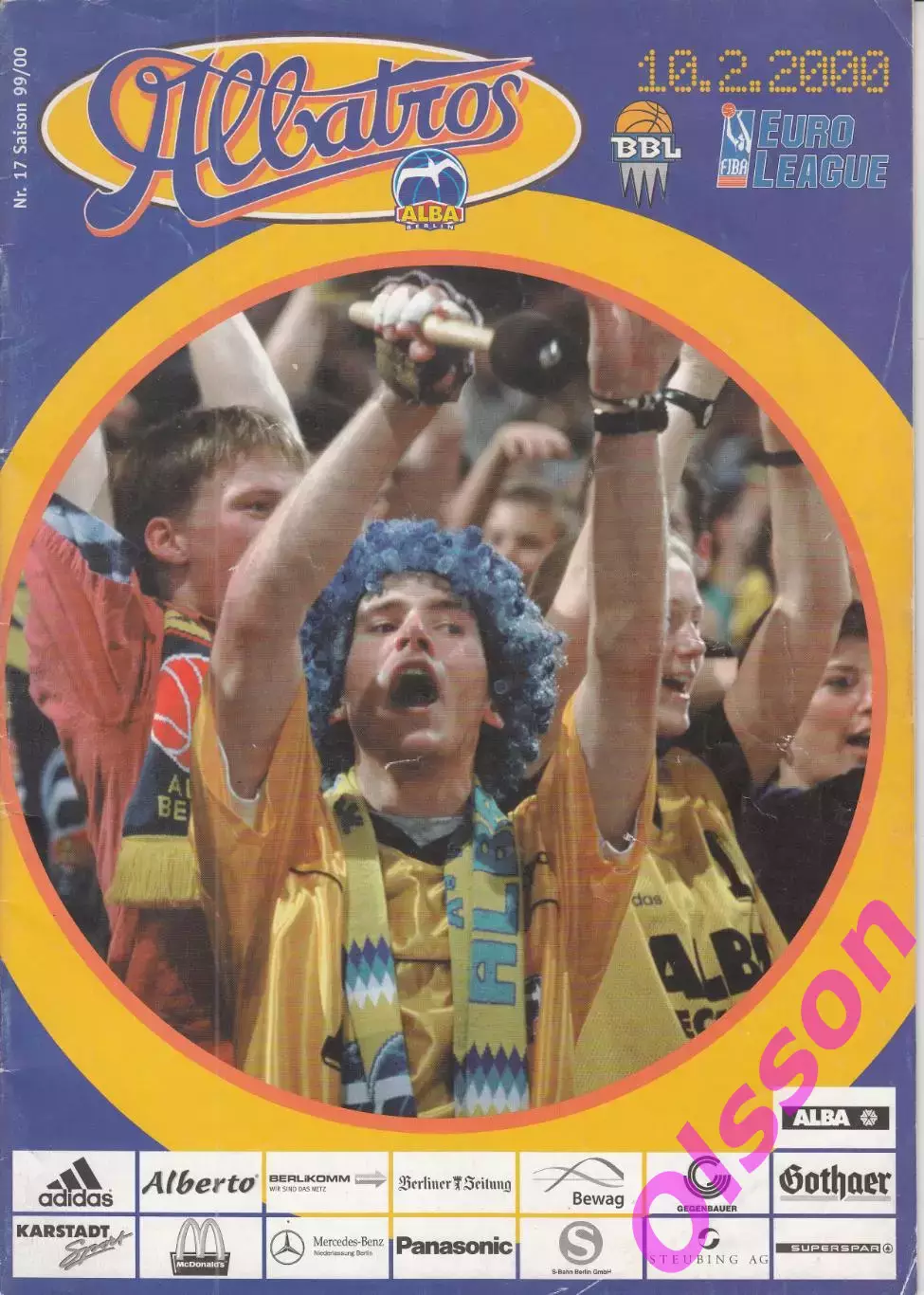 Баскетбол. Альба Германия - ЦСКА Россия 10.02.2000 ЕВРОЛИГА FIBA *