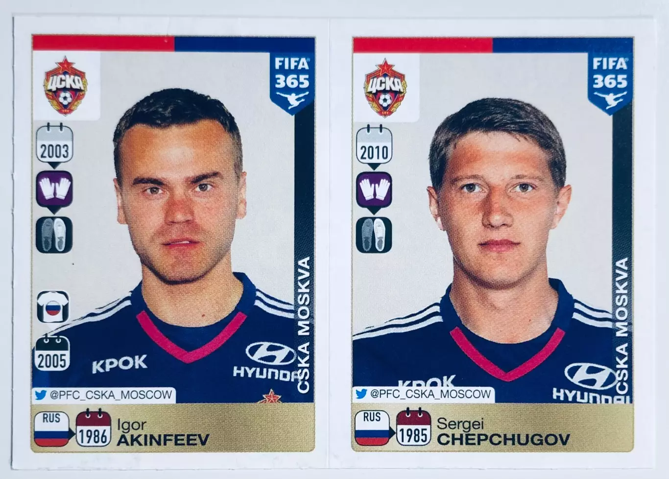 Наклейка Игорь Акинфеев/Сергей Чепчугов ЦСКА Москва