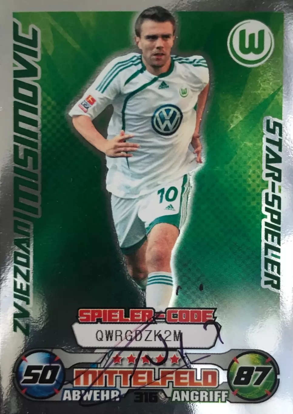 Карточка Звездан Мисимович Вольфсбург