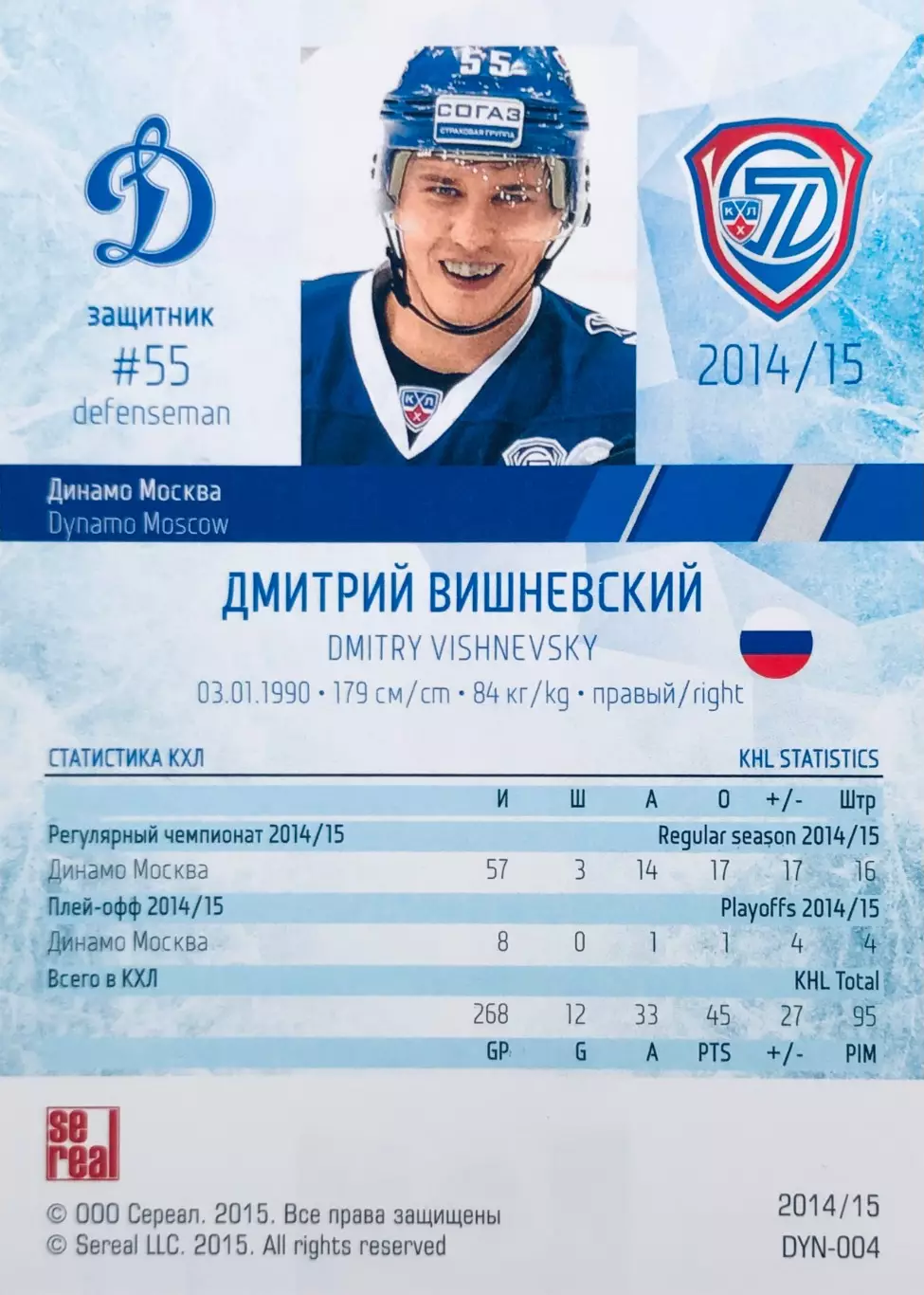 Карточка Дмитрий Вишневский ХК Динамо Москва 1