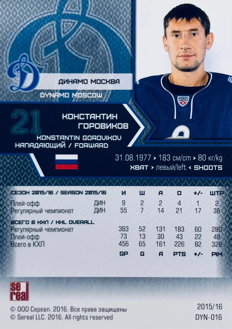 Карточка Константин Горовиков ХК “Динамо“ Москва 1