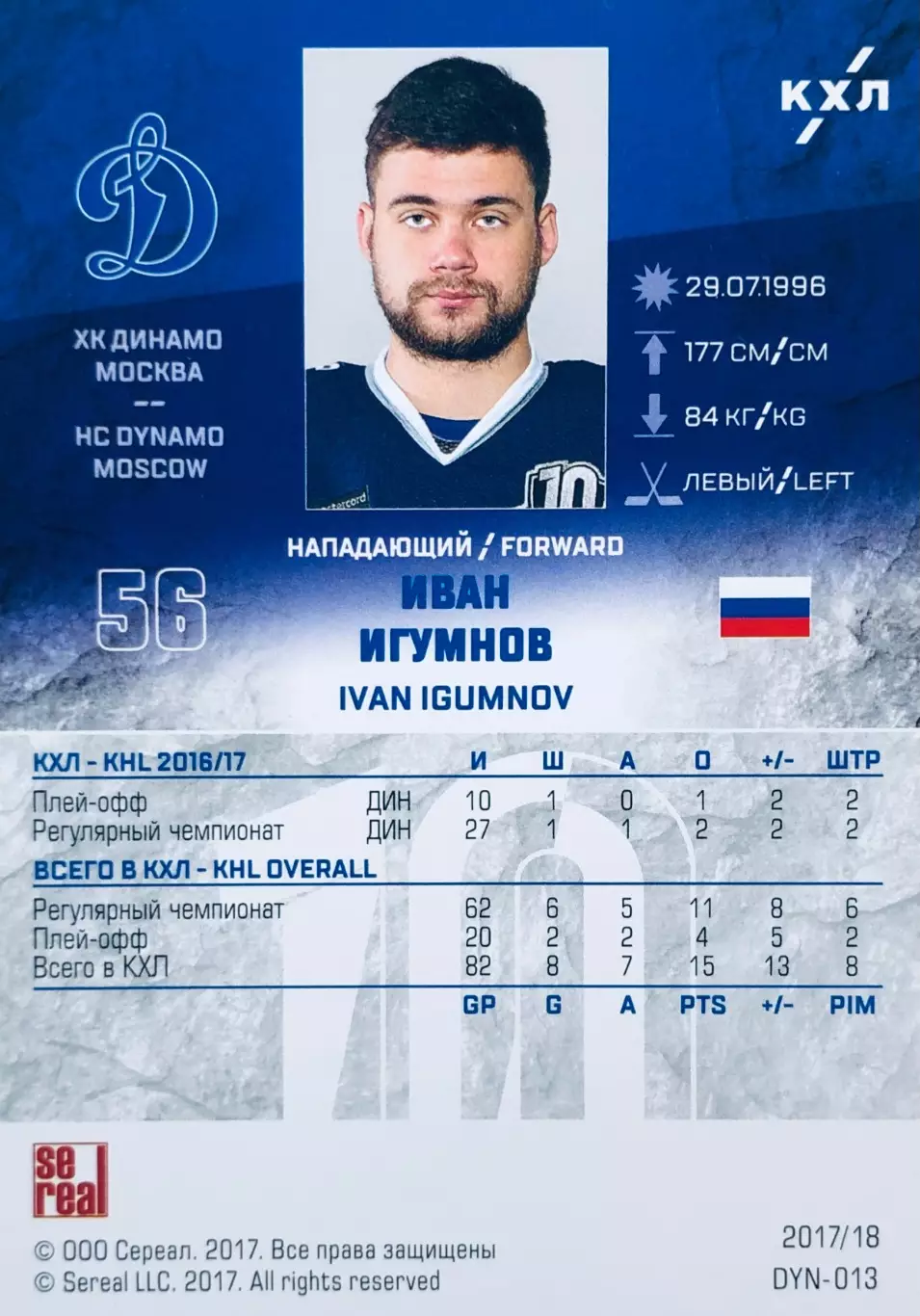 Карточка Иван Игумнов ХК Динамо Москва 1