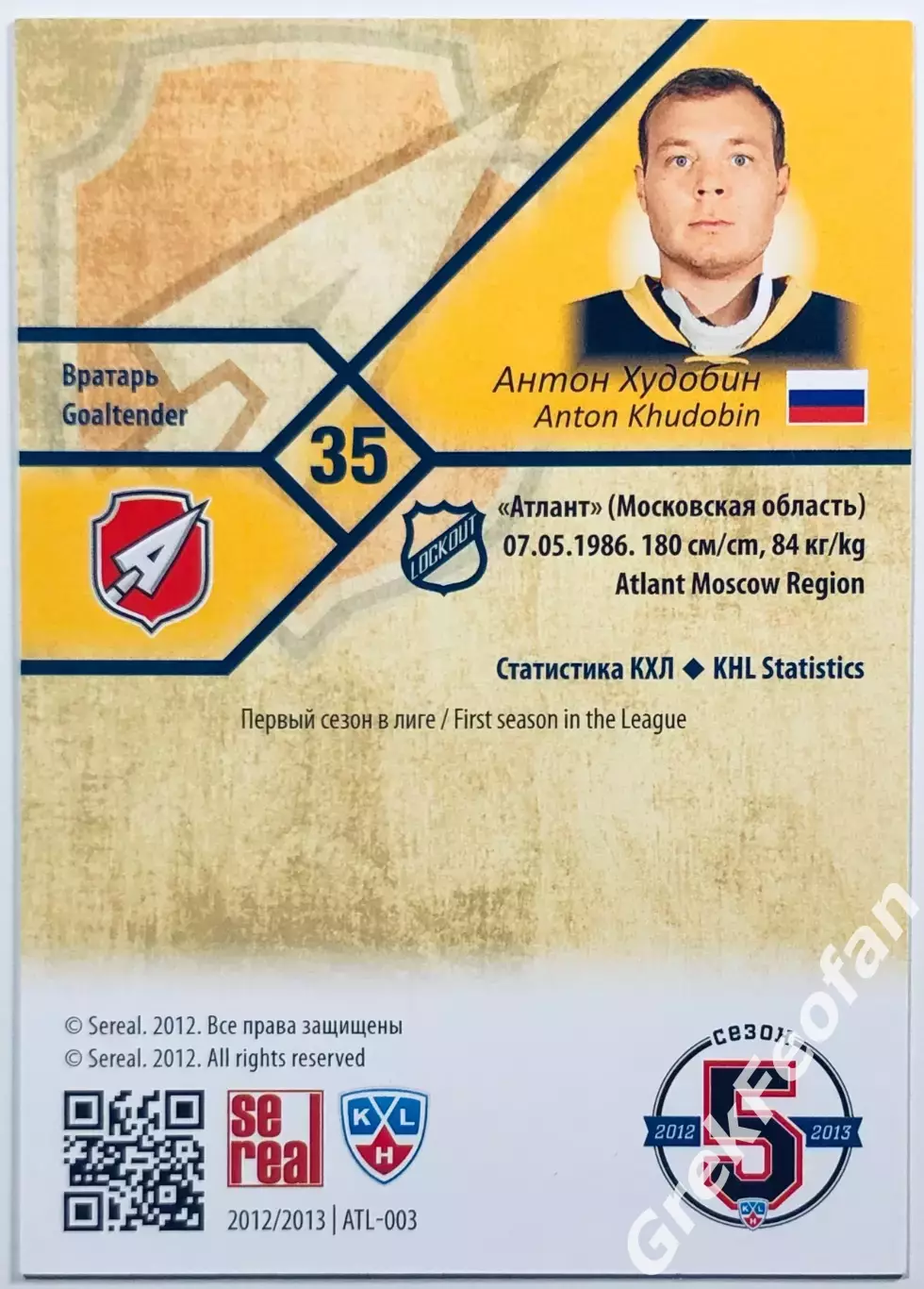 Карточка Антон Худобин ХК Атлант МО 1