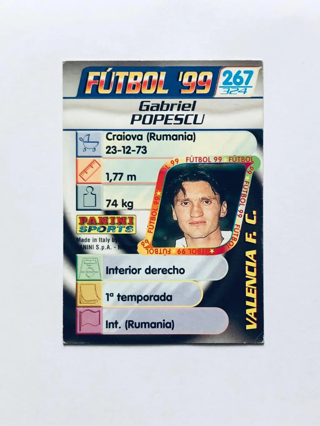 Карточка Gabriel Popescu Valencia F.C. 1