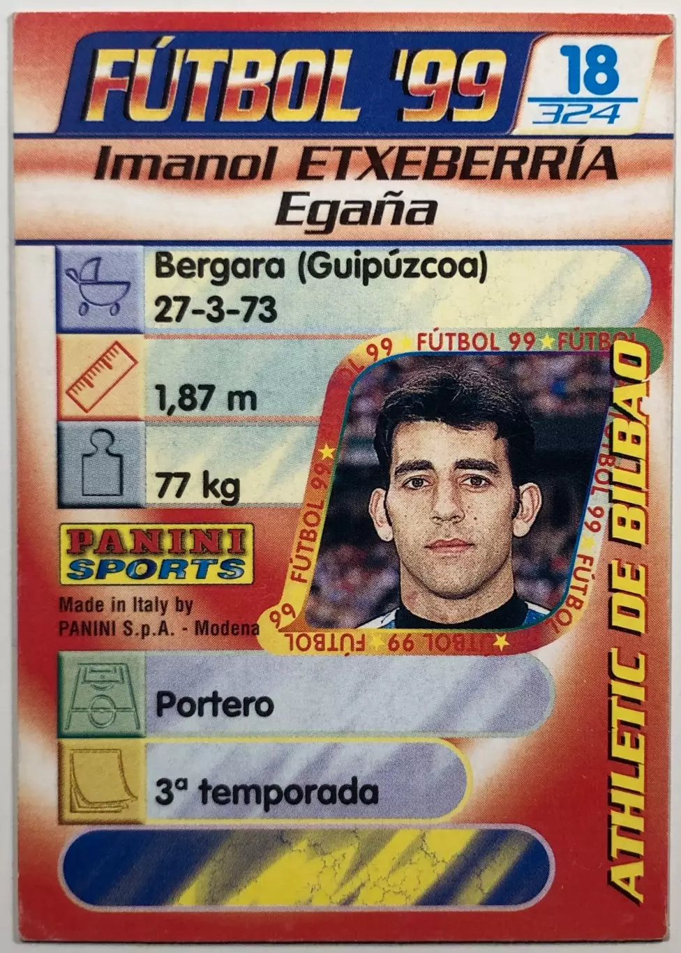 Карточка Imanol Etxeberria Атлетик Бильбао 1