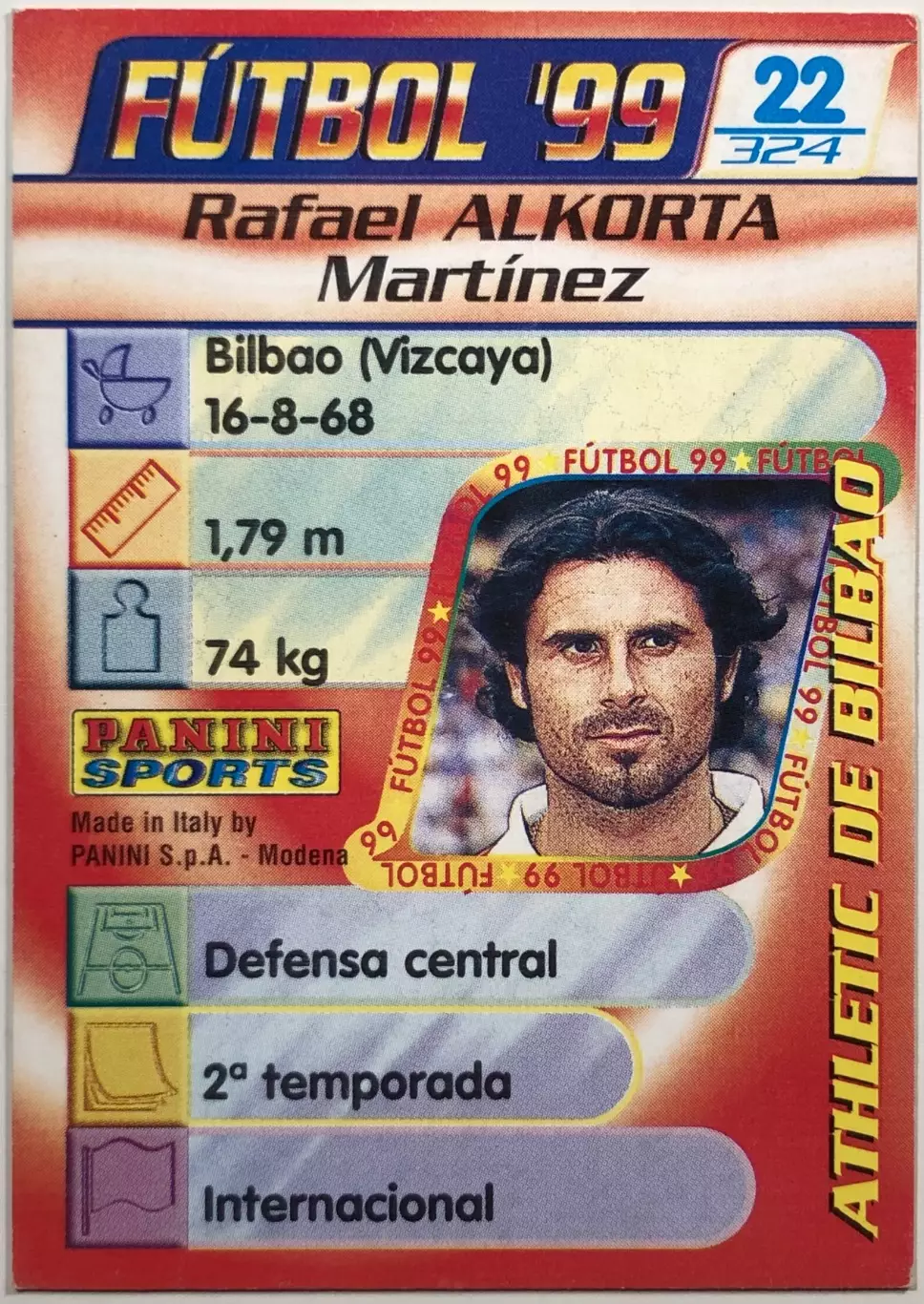 Карточка Rafael Alkorta Атлетик Бильбао 1