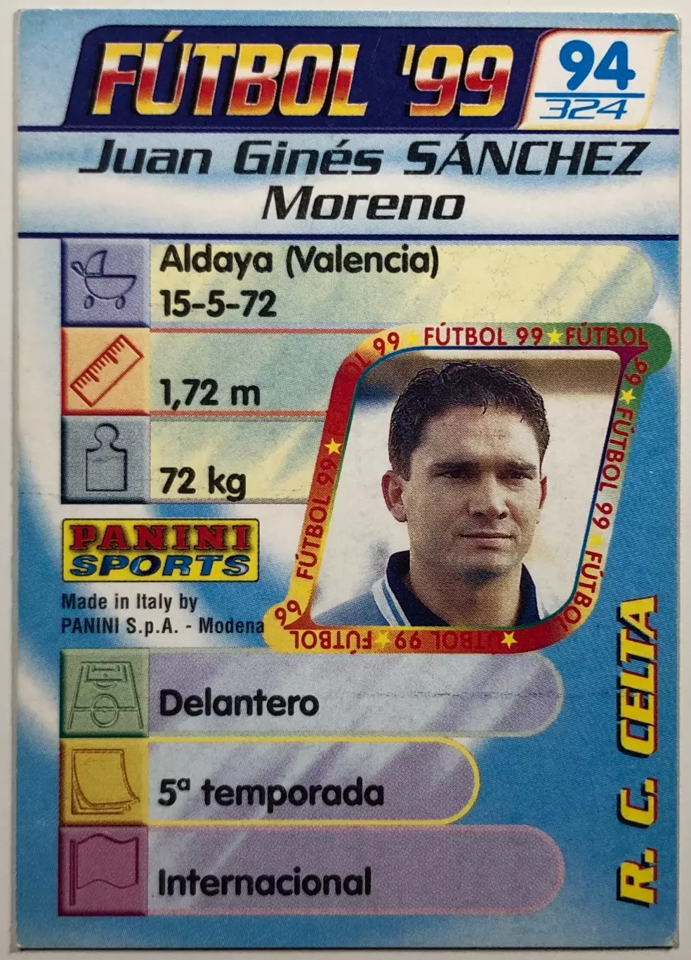 Карточка Juan Sanchez Сельта 1