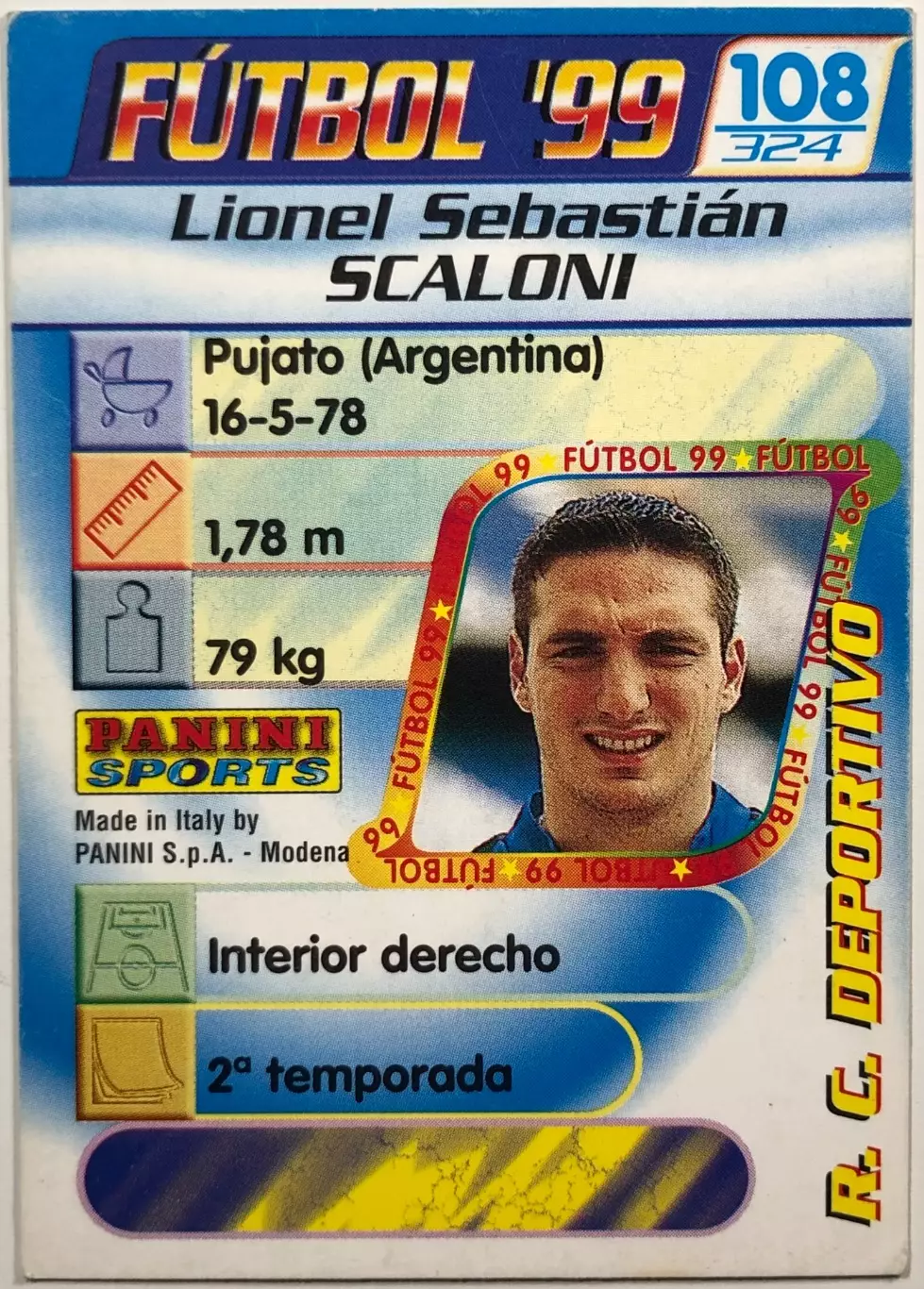 Карточка Лионель Скалони Депортиво Ла-Корунья 1