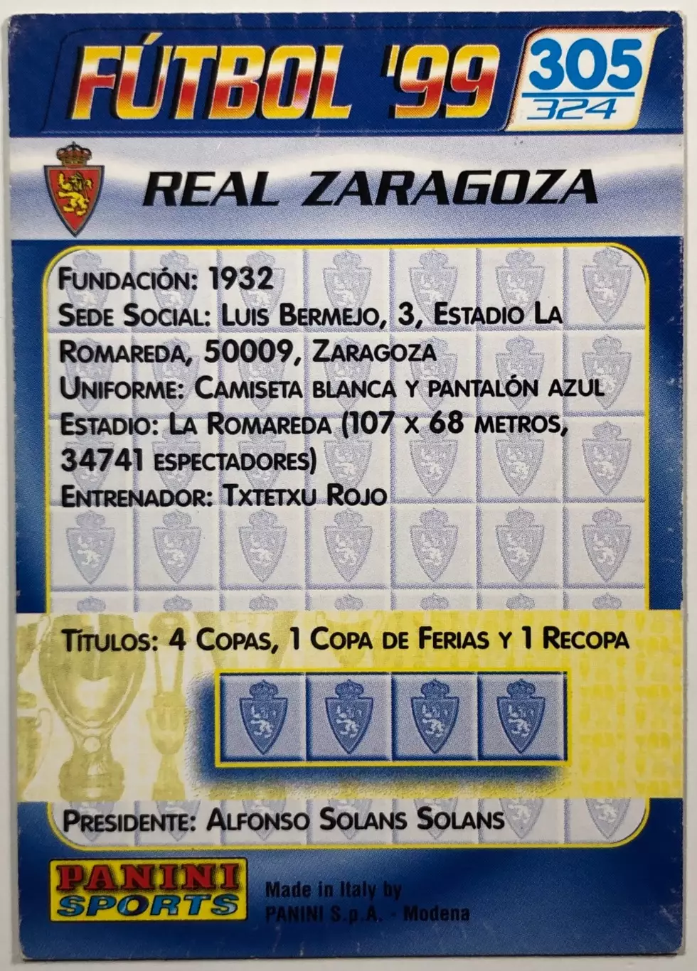 Карточка Реал Сарагоса 1