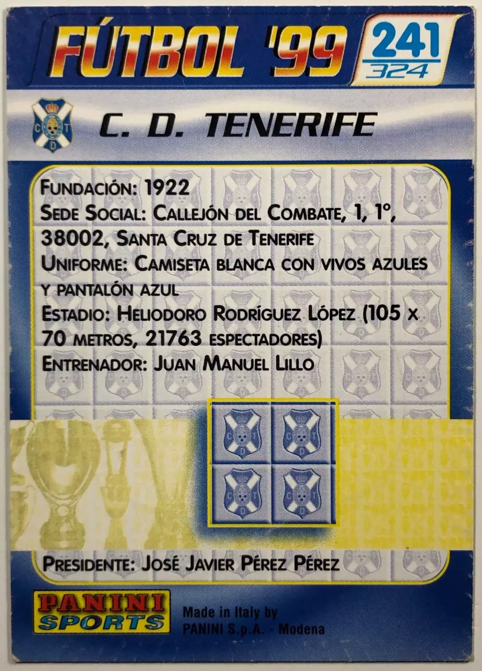 Карточка C.D. Тенерифе 1