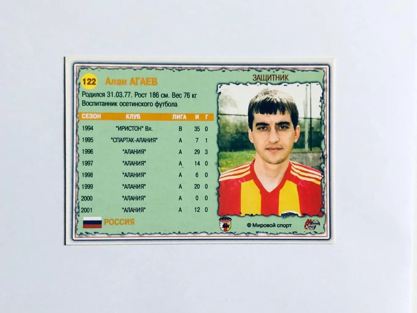 Карточка «МИРОВОЙ СПОРТ» Алан Агаев Алания Владикавказ 1
