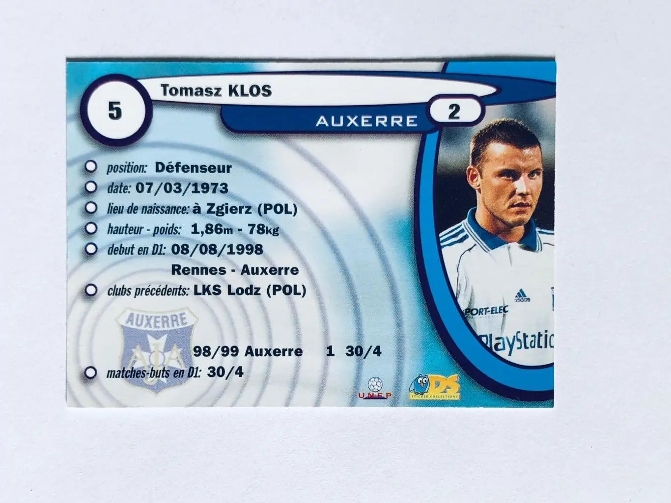 Карточка Tomasz Klos Auxerre 1