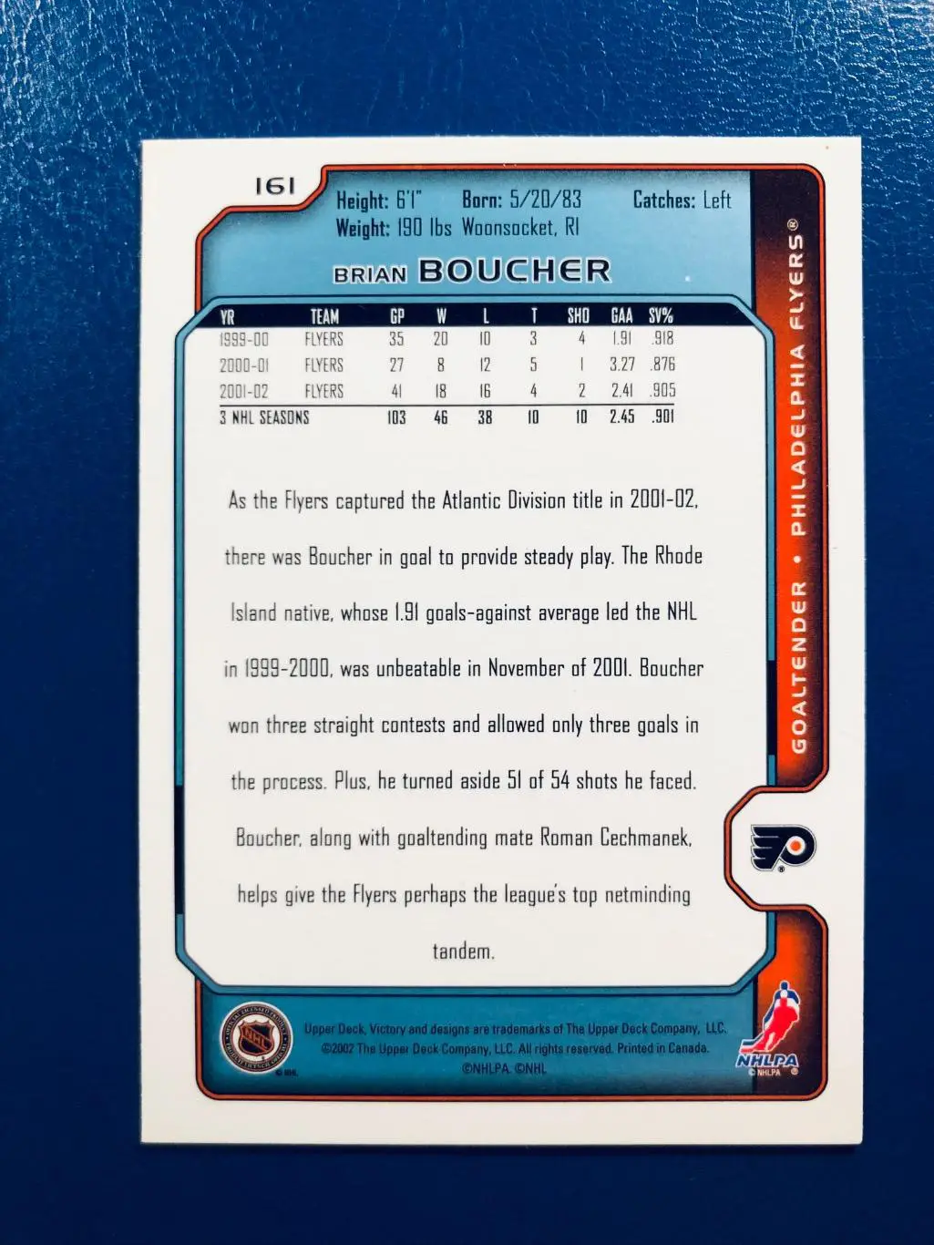 Карточка Brian Boucher Philadelphia Flyers 1
