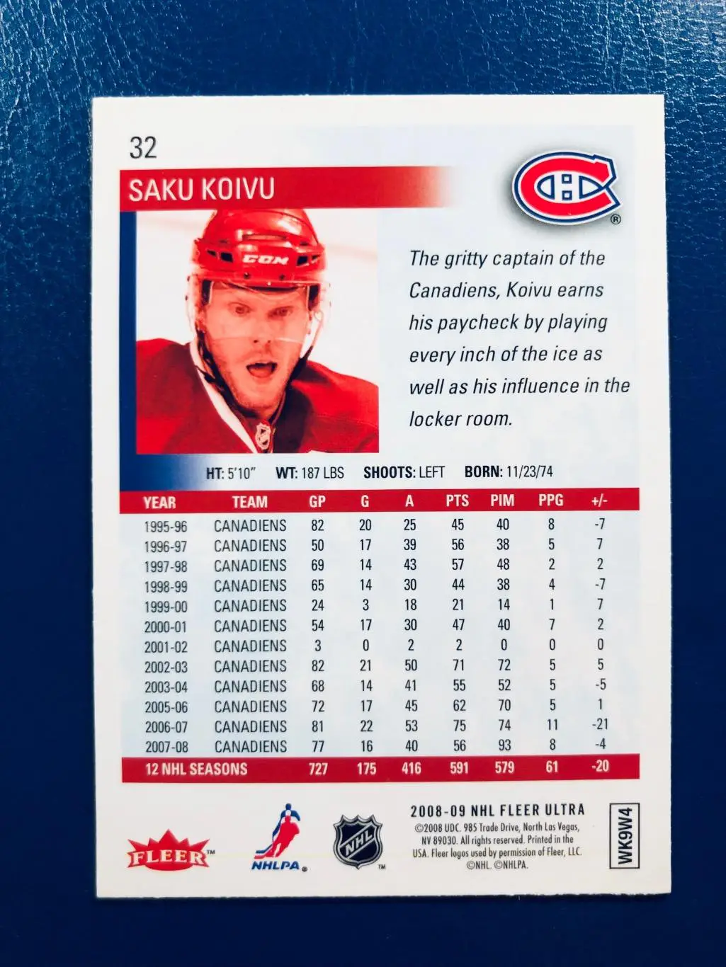 Карточка Saku Koivu Montreal Canadiens 1