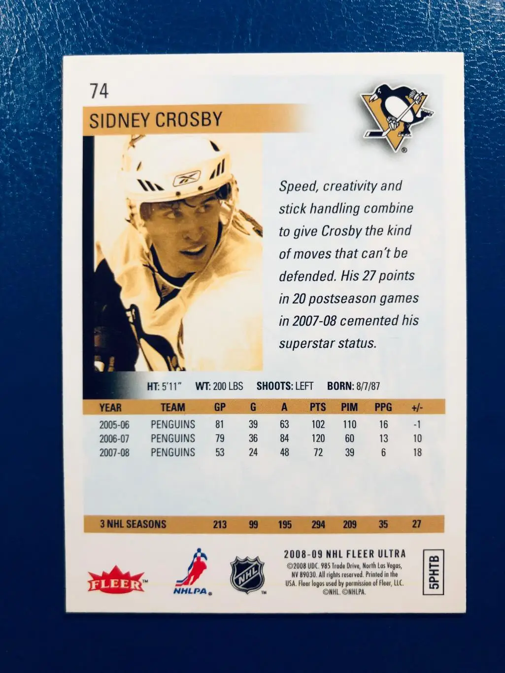 Карточка Sidney Crosby Pittsburgh Penguins 1
