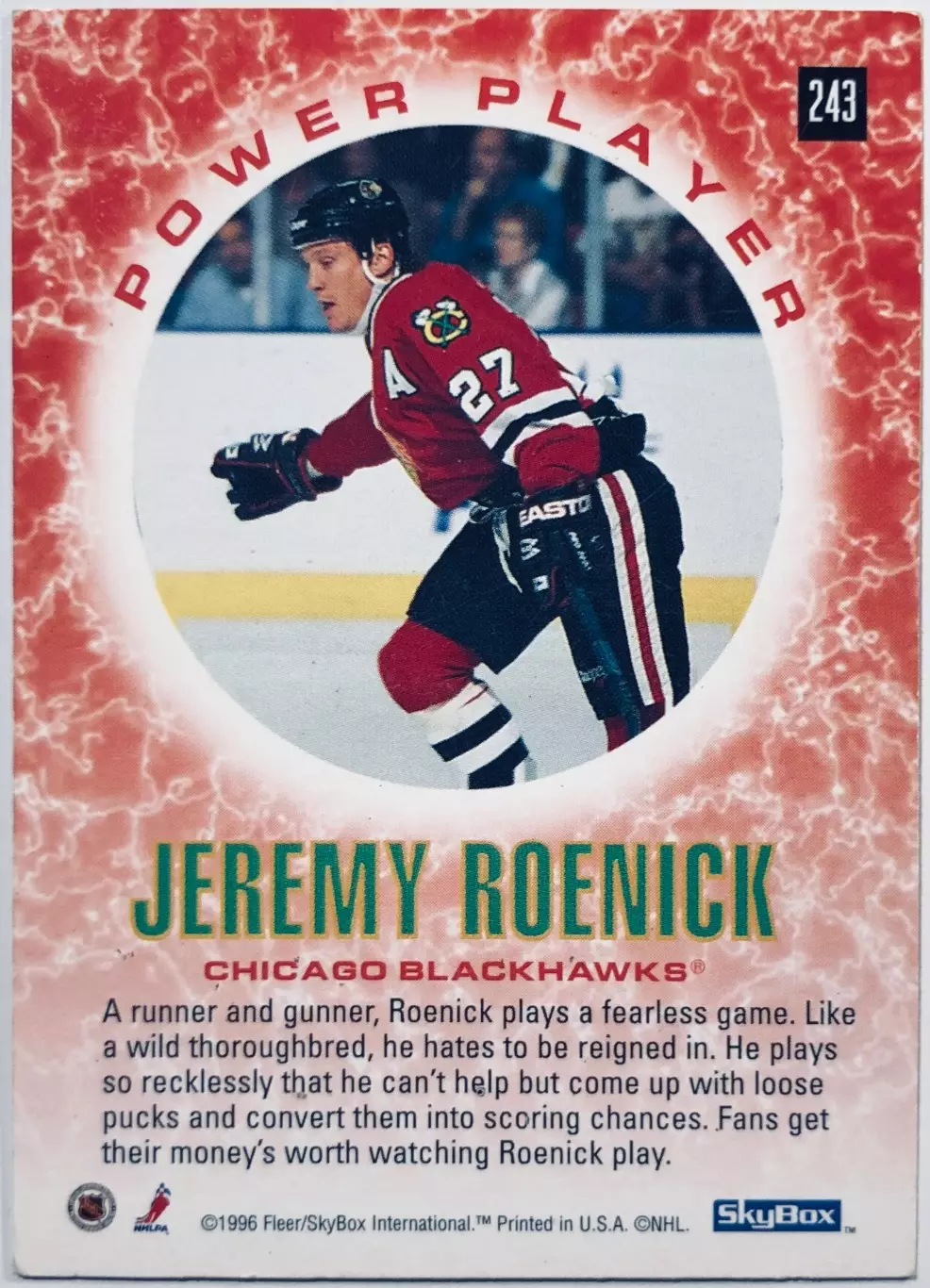 Карточка Jeremy Roenick Chicago Blackhawks 1