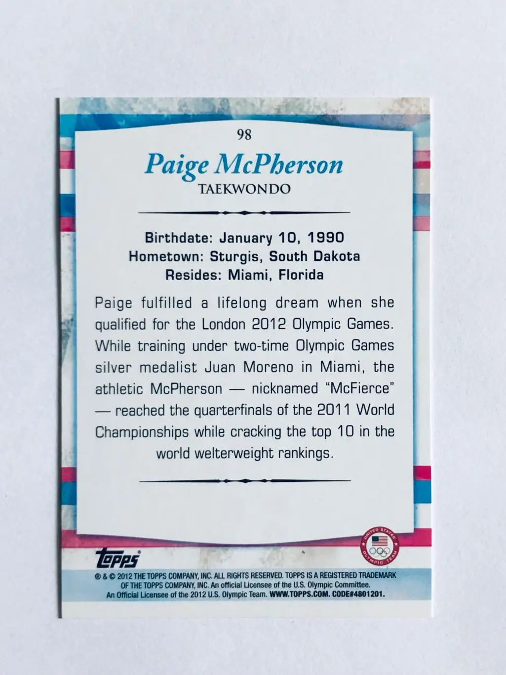 Карточка Paige McPherson „Тхэквондо” 1