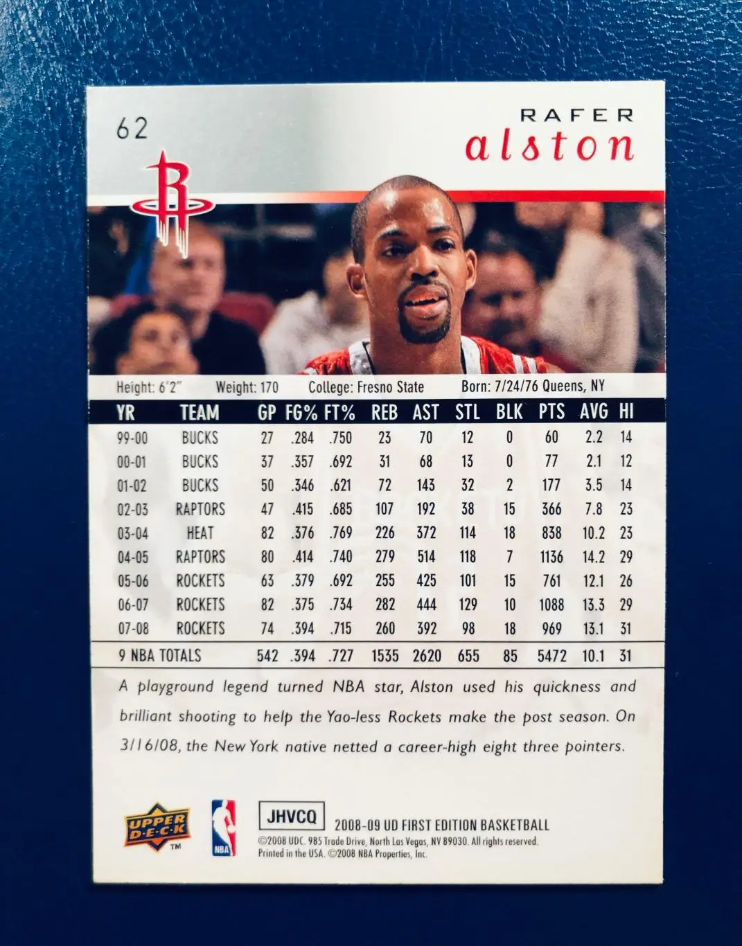 Карточка Rafer Alston Houston Rockets 1