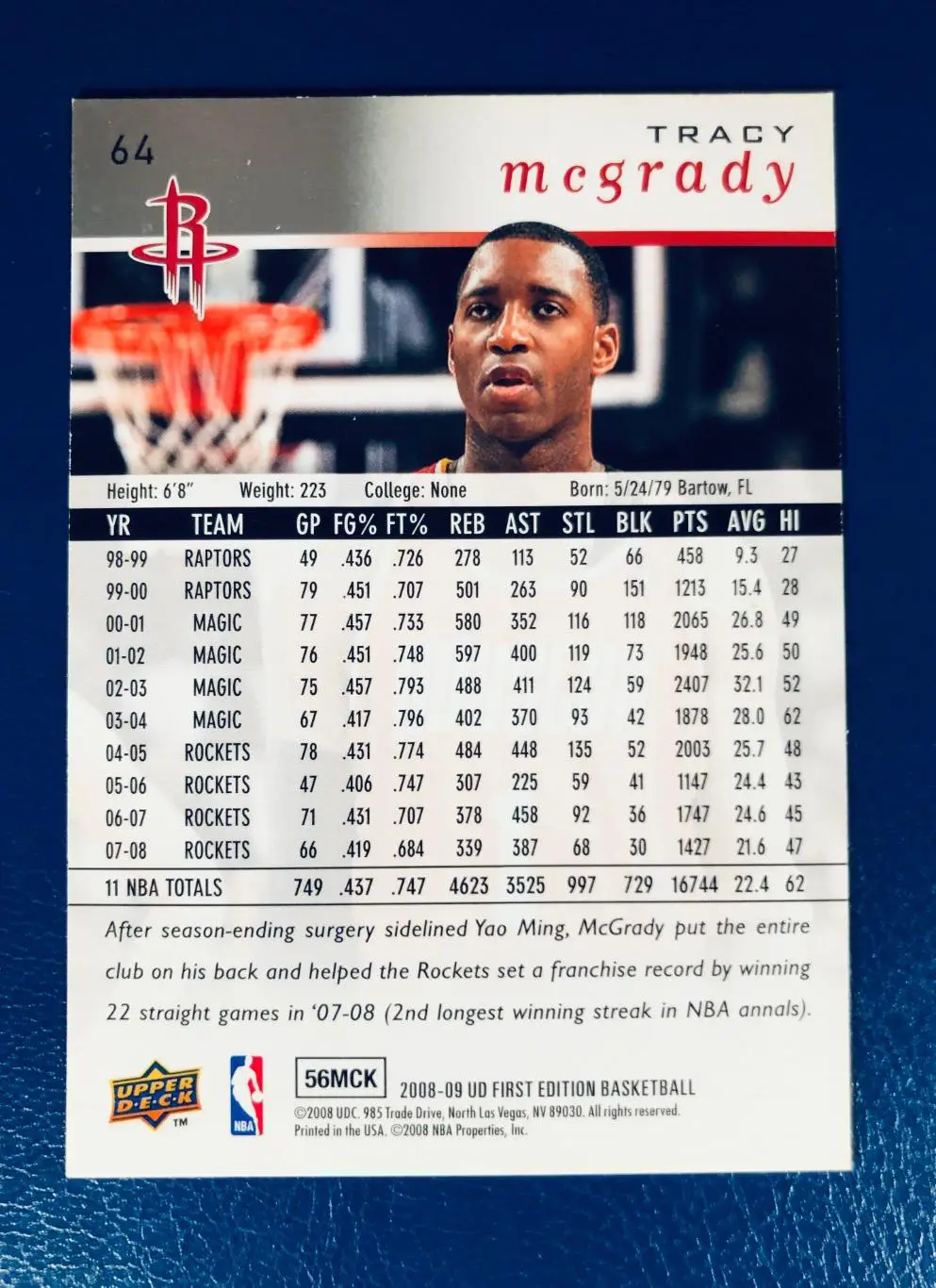 Карточка Tracy McGrady Houston Rockets 1