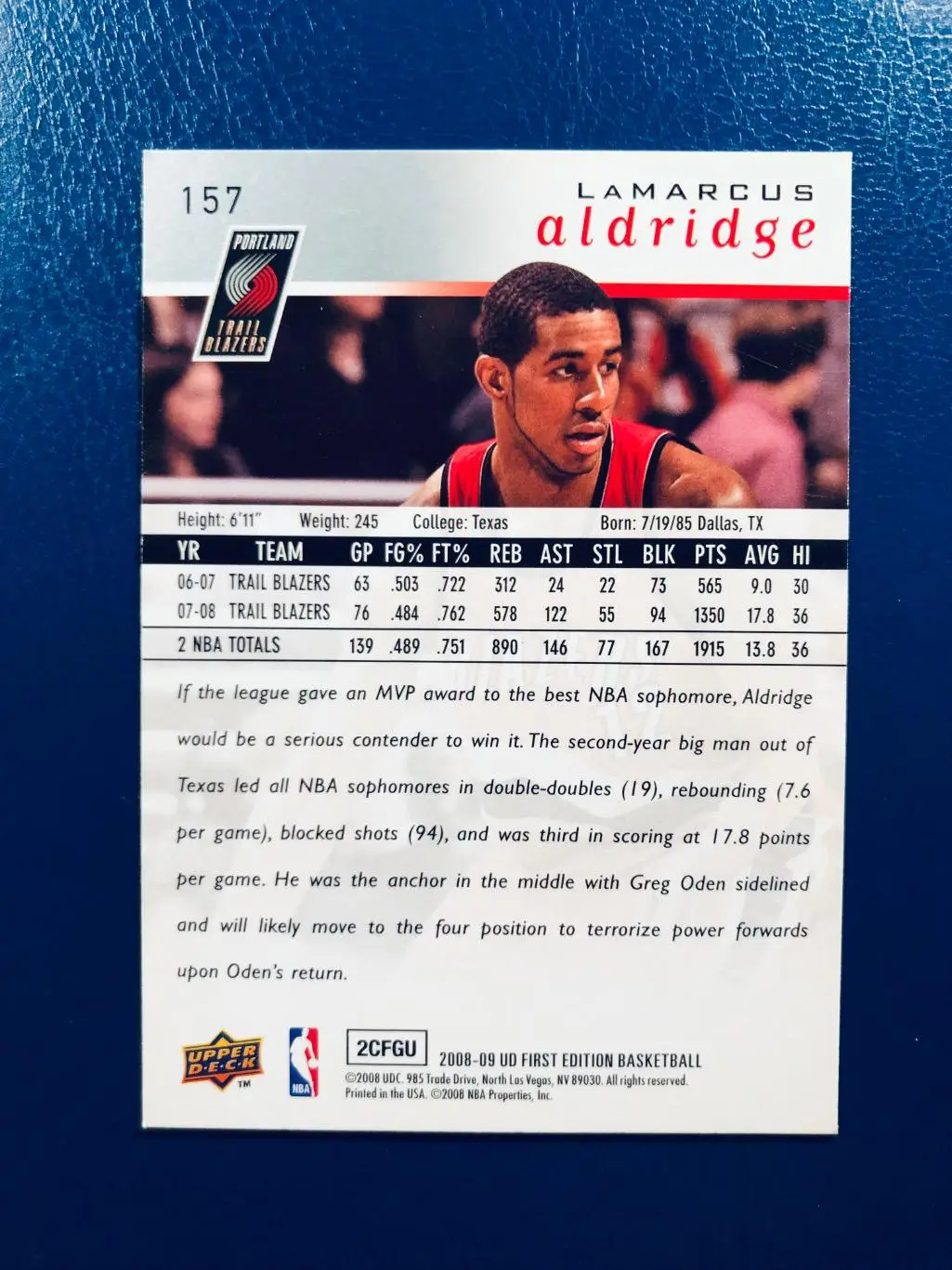 Карточка LaMarkus Aldridge Portland Trail Blazers 1