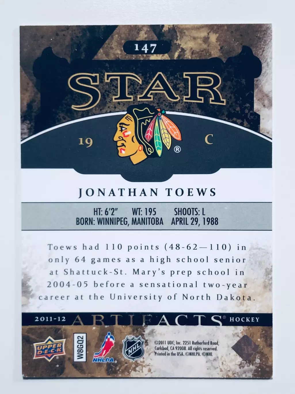 Карточка Jonathan Toews Chicago Blackhawks 1