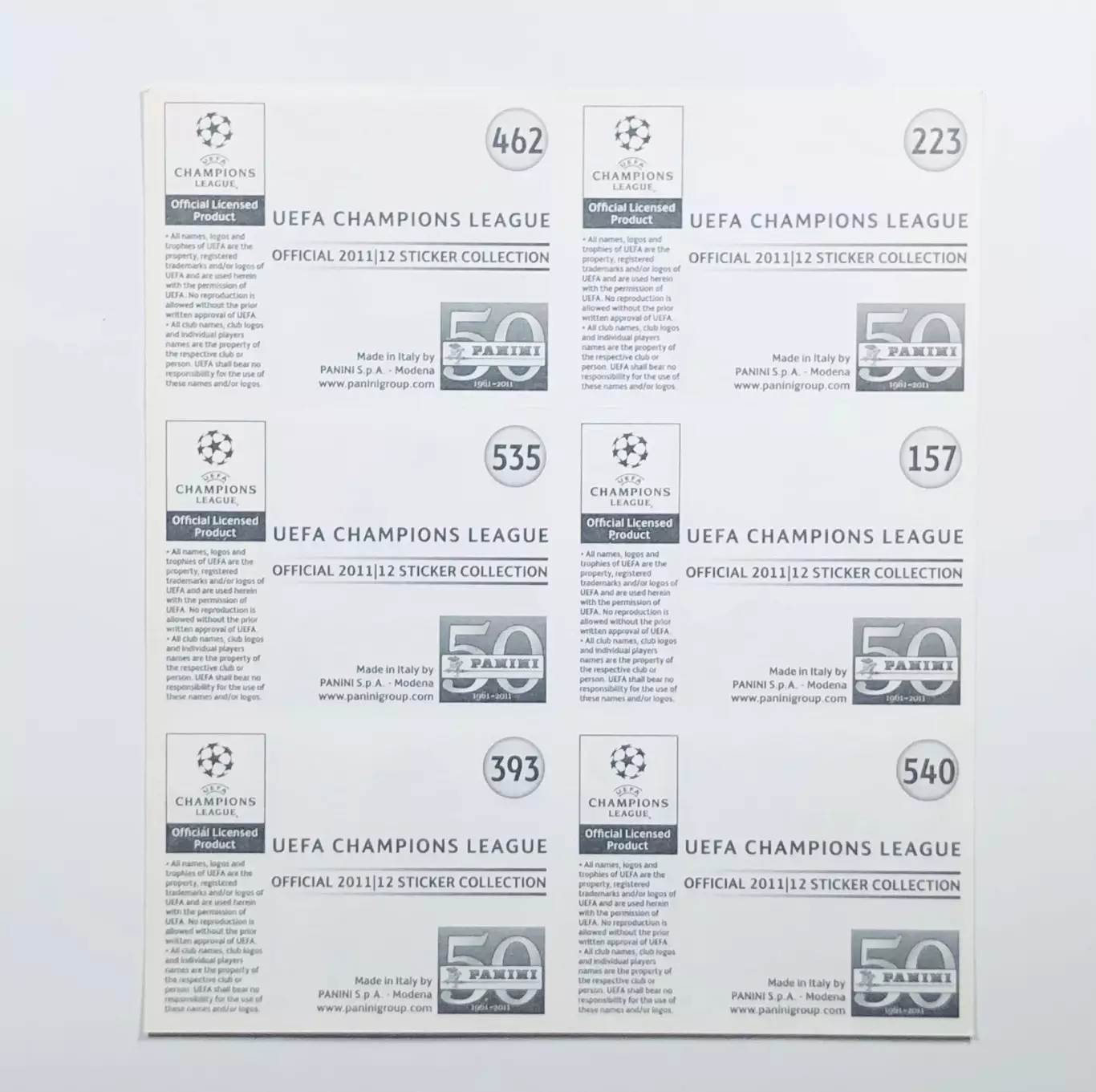 Стикеры ФУТБОЛ ”Лига Чемпионов” 1