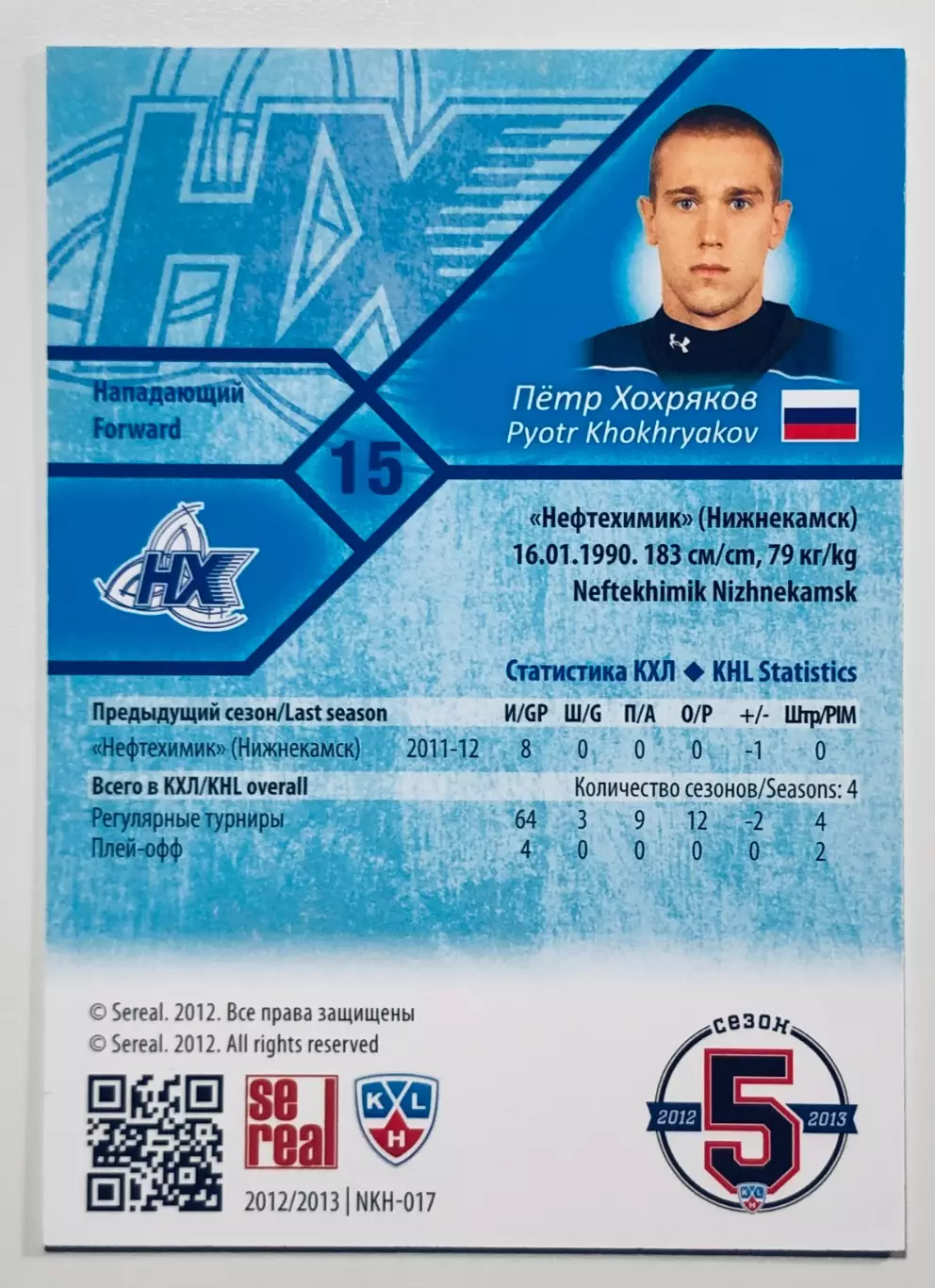 Карточка Петр Хохряков ХК Нефтехимик Нижнекамск 1