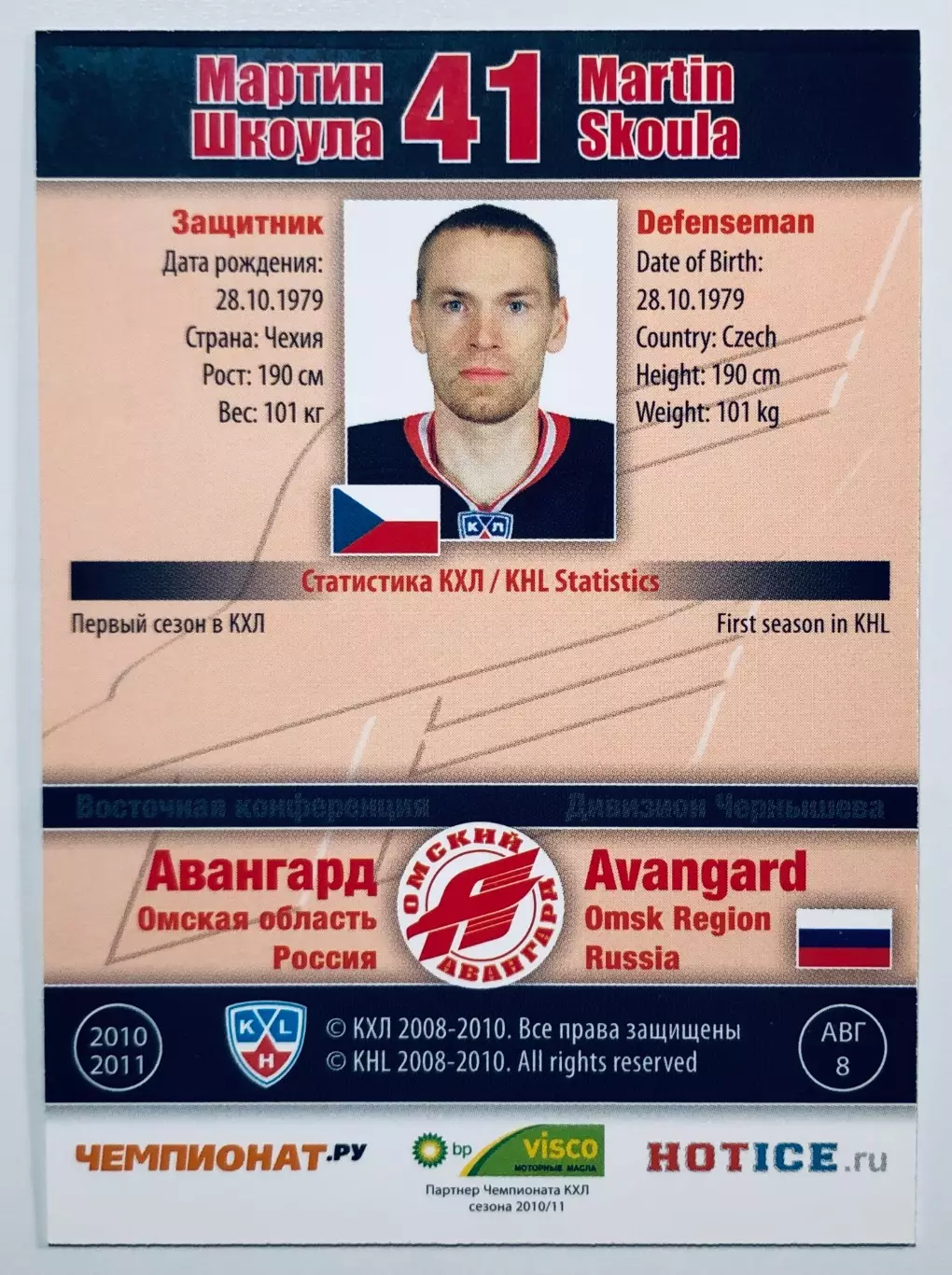 Карточка Мартин Шкоула ХК Авангард Омск 1