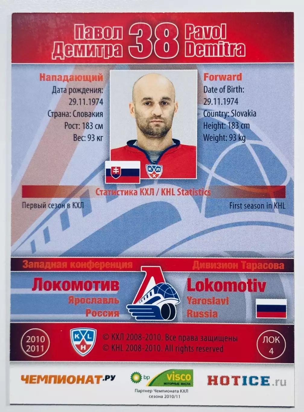 Карточка Павол Демитра ХК Локомотив Ярославль 1