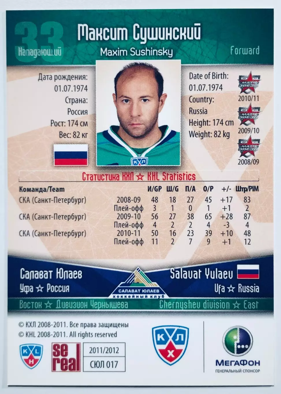 Карточка Максим Сушинский ХК Салават Юлаев Уфа 1