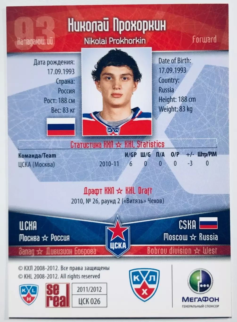 Карточка Николай Прохоркин ХК ЦСКА Москва 1