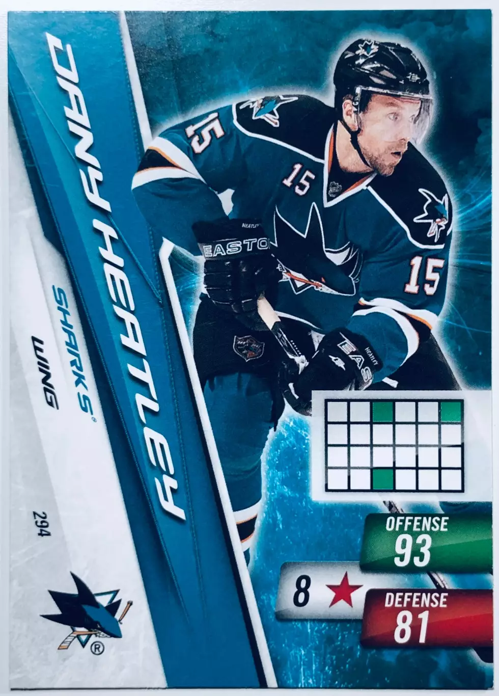 Карточка Dany Heatley San Jose Sharks