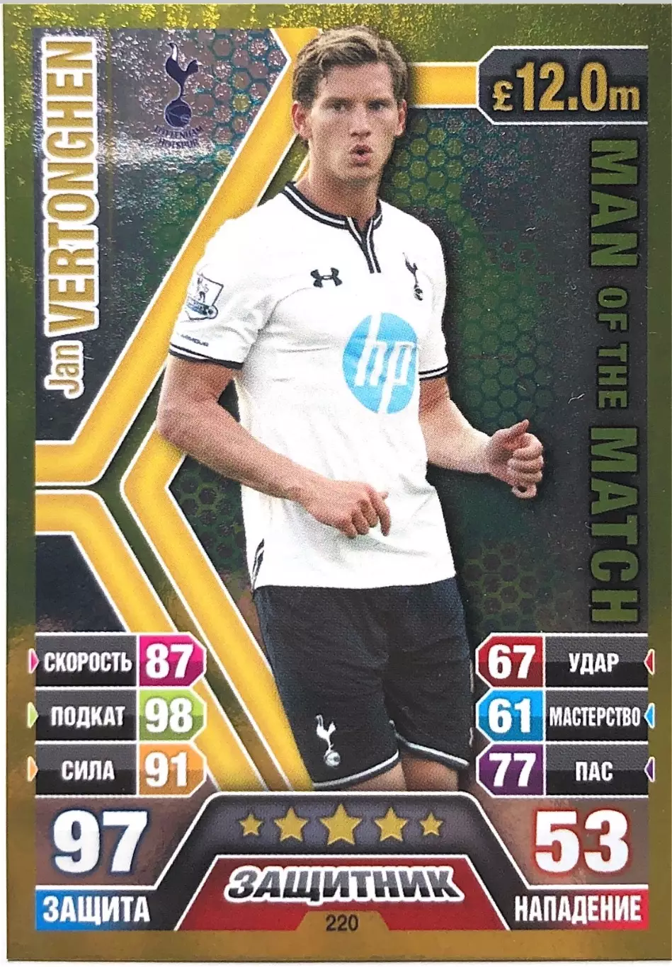 Карточка Jan Vertonghen Tottenham Hotspur